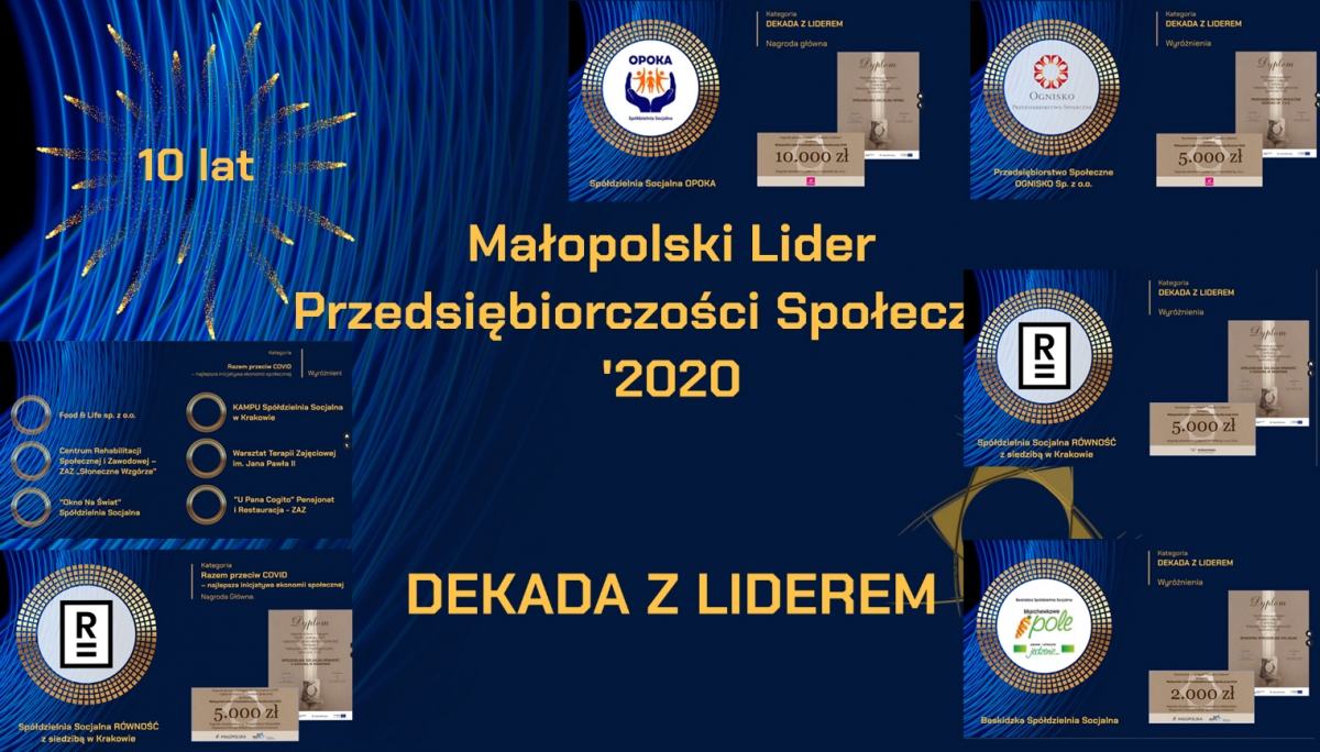 Znamy Liderów Dekady konkursu Małopolski Lider Przedsiębiorczości Społecznej